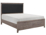 Woodrow Gray Wood Full Bed with Bi-Cast Vinyl Headboard