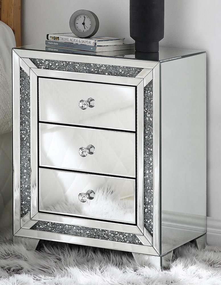 Noralie Mirrored 3-Drawer Nightstand