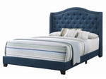 Sonoma Blue Fabric Upholstered Queen Panel Bed