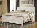 Willowton Whitewash Wood Cal King Panel Bed