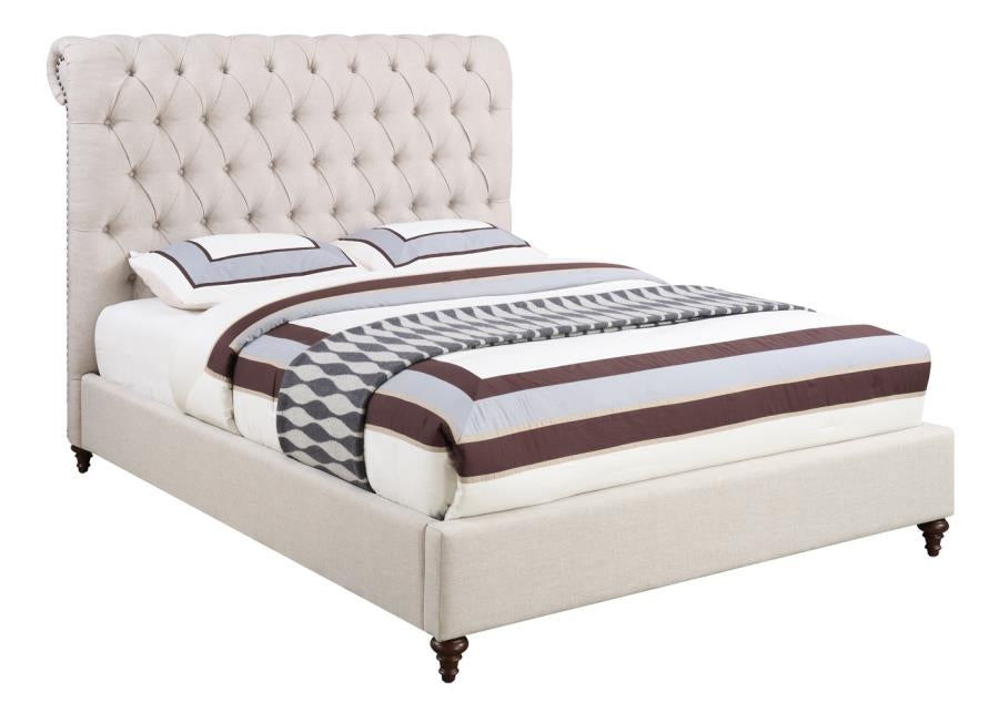 Devon Beige Fabric Upholstered King Bed (Oversized)