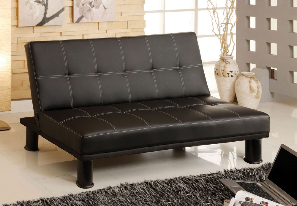 Quinn Black Leatherette Futon Sofa