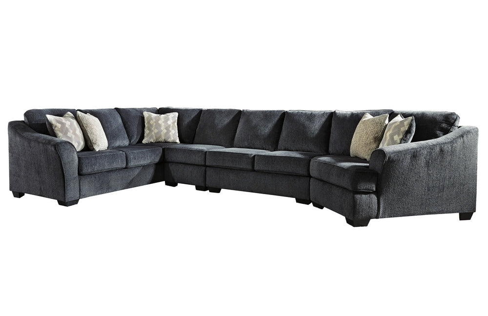 Eltmann 4-Pc Slate Chenille Fabric Sectional Sofa with RAF Cuddler (Oversized)