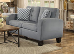 Sinclair Gray Fabric Loveseat with 2 Pillows