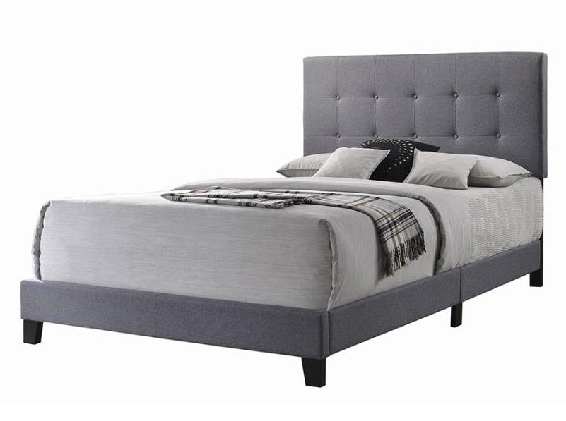 Mapes Grey Fabric Upholstered Queen Panel Bed