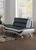 Veloce Black/White Faux Leather Loveseat