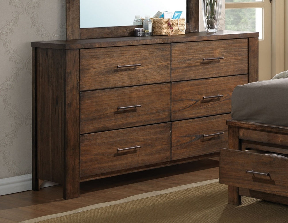 Merrilee Oak Wood 6-Drawer Dresser