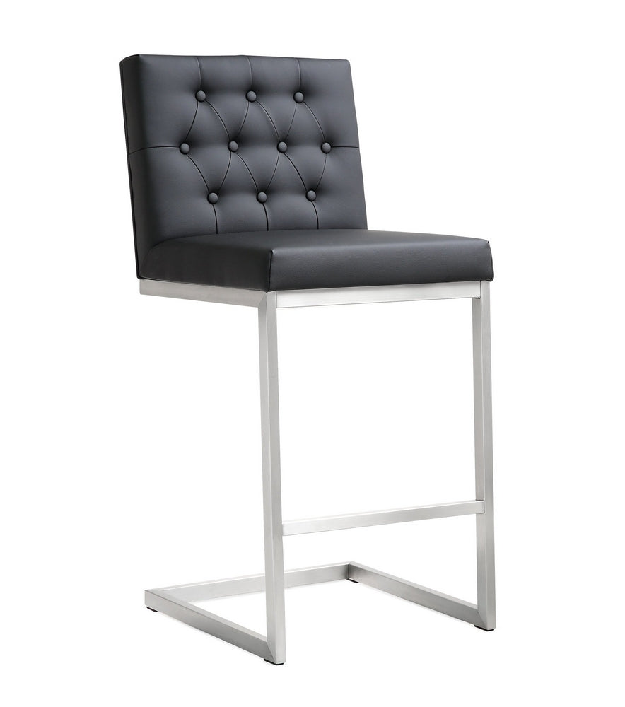 Helsinki 2 Black Vegan Leather/Steel Counter Stools