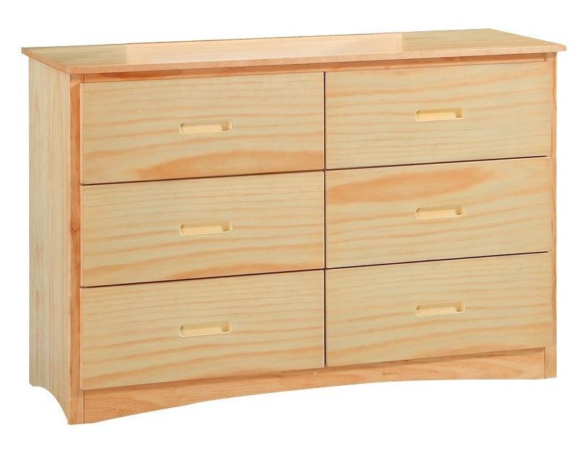 Bartly Natural Wood 6-Drawer Dresser