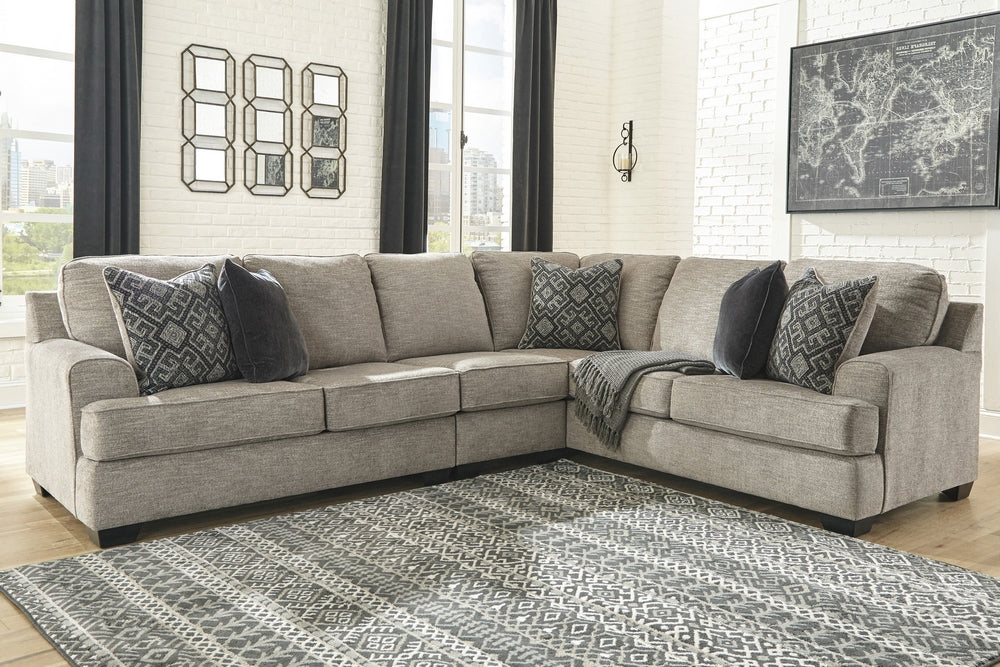 Bovarian 3-Pc Stone Chenille Sectional with RAF Sofa (Oversized)