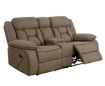 Higgins Tan Coated Microfiber Manual Recliner Loveseat