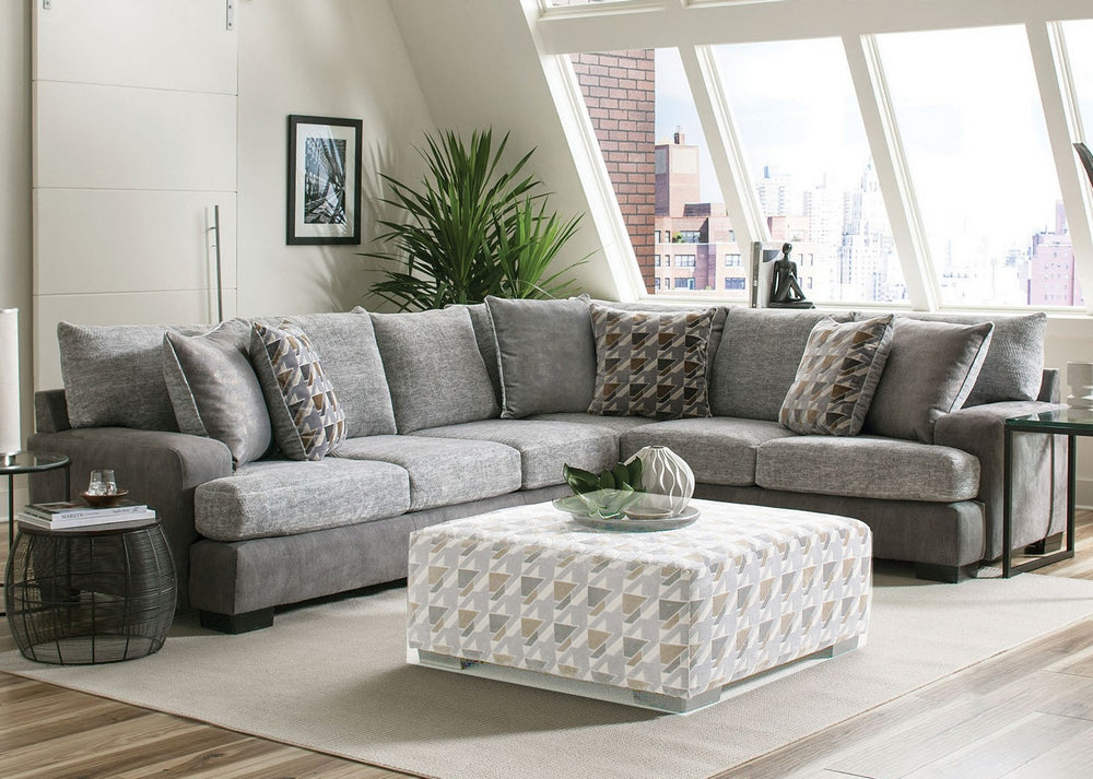 Alannah 2-Pc Gray Burlap Weave Sectional Sofa