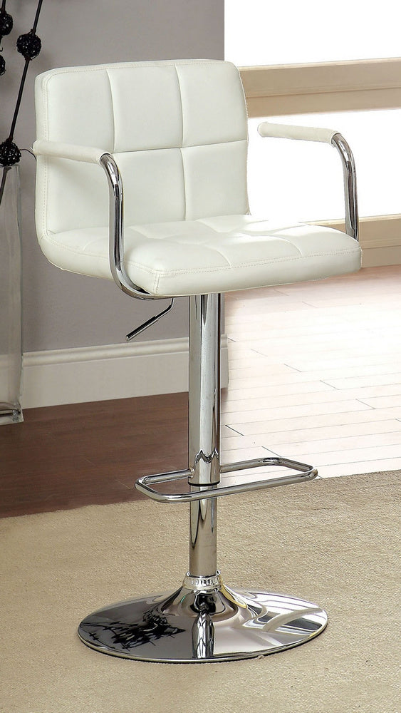 Corfu White Leatherette/Chrome Bar Stool