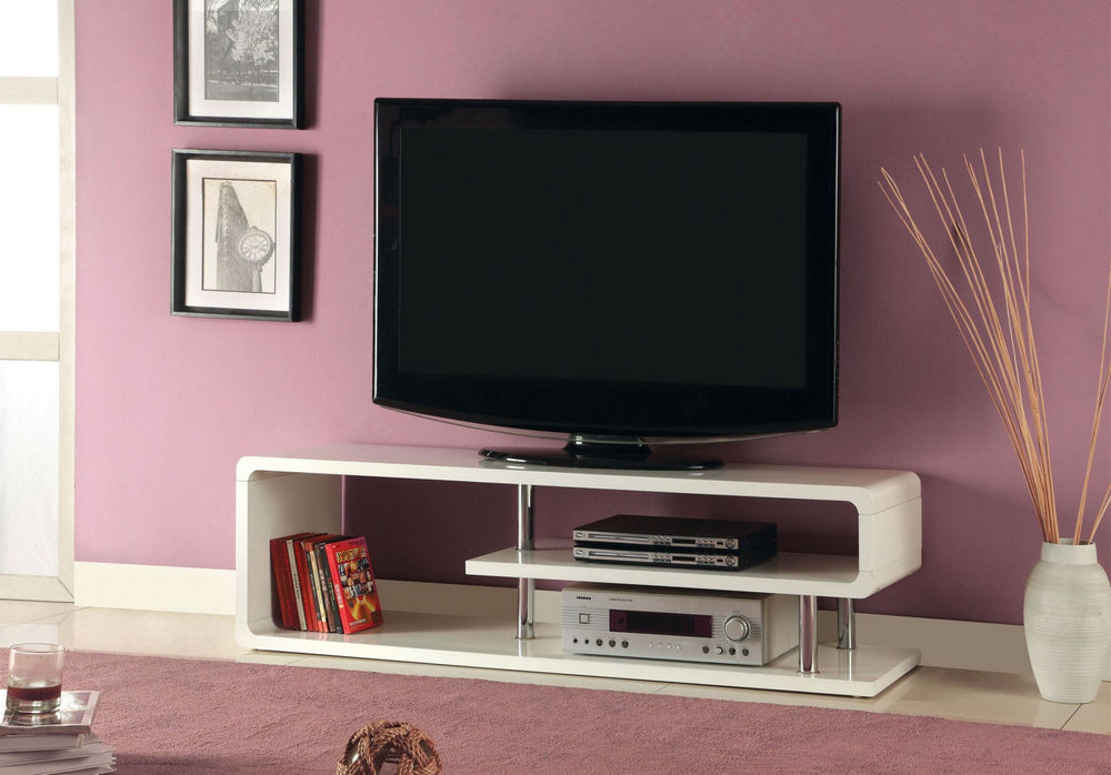 Ninove II White Lacquer Wood TV Stand