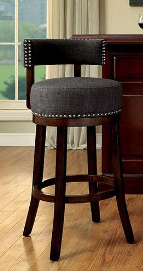 Lynsey 2 Gray/Dark Oak Wood 25" Bar Stools