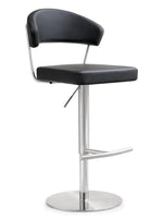 Cosmo Black Vegan Leather/Metal Adjustable Bar Stool