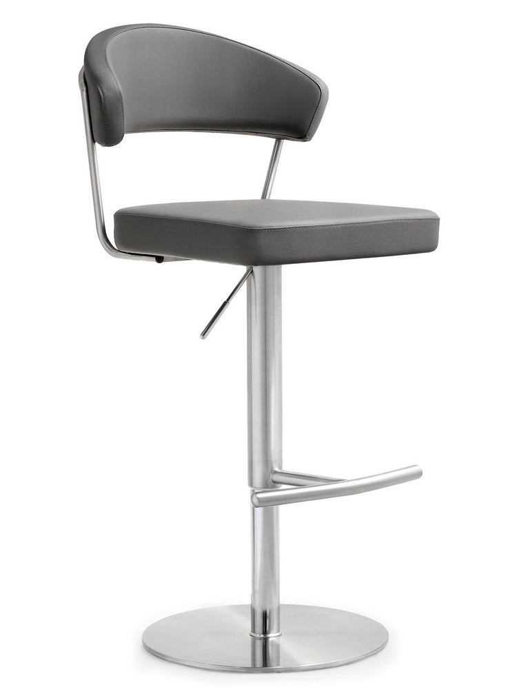 Cosmo Grey Vegan Leather/Metal Adjustable Bar Stool