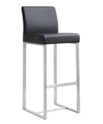 Denmark 2 Black Vegan Leather/Steel Bar Stools