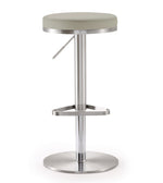 Fano Light Grey Vegan Letaher Adjustable Bar Stool