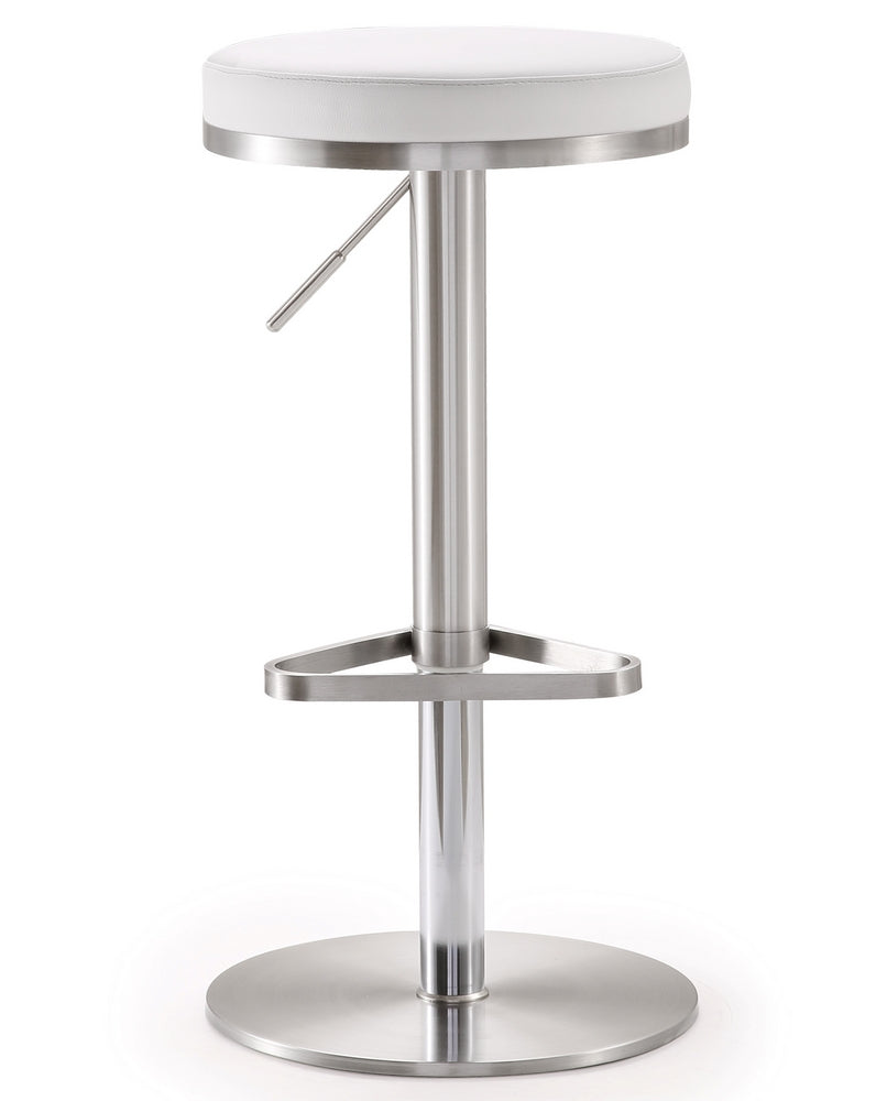 Fano White Vegan Leather Adjustable Bar Stool