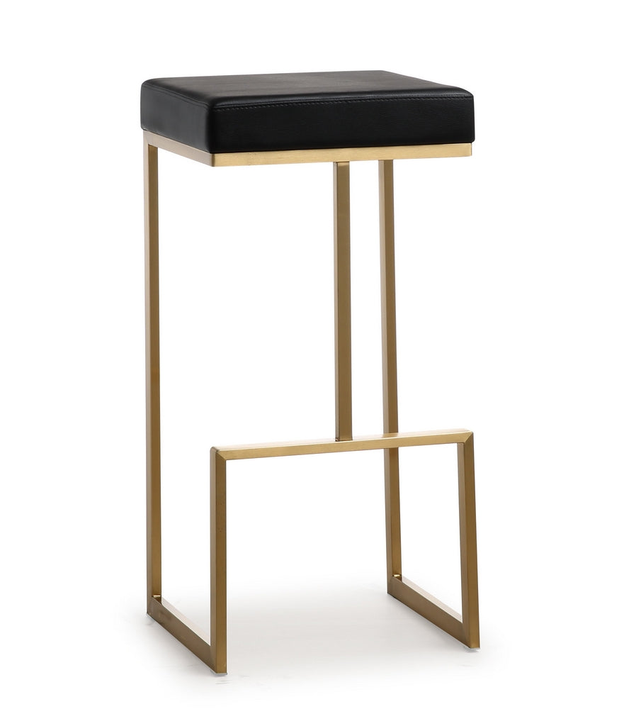 Ferrara 2 Black Vegan Leather/Gold Steel Bar Stools