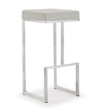 Ferrara 2 Light Grey Vegan Leather/Steel Bar Stools