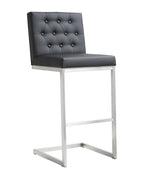 Helsinki 2 Black Vegan Leather/Steel Bar Stools