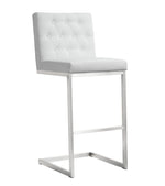 Helsinki 2 White Vegan Leather/Steel Bar Stools