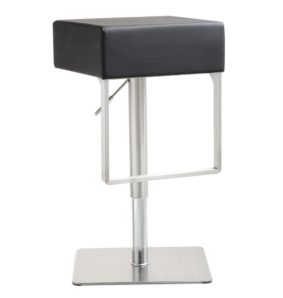 Seville Black Vegan Leather/Steel Bar Stool