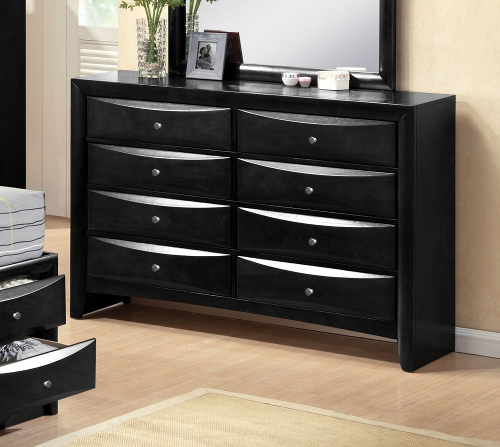 Ireland Black Wood 8-Drawer Dresser