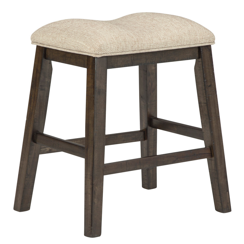 Rokane 2 Light Brown Fabric/Warm Brown Wood Counter Height Stools