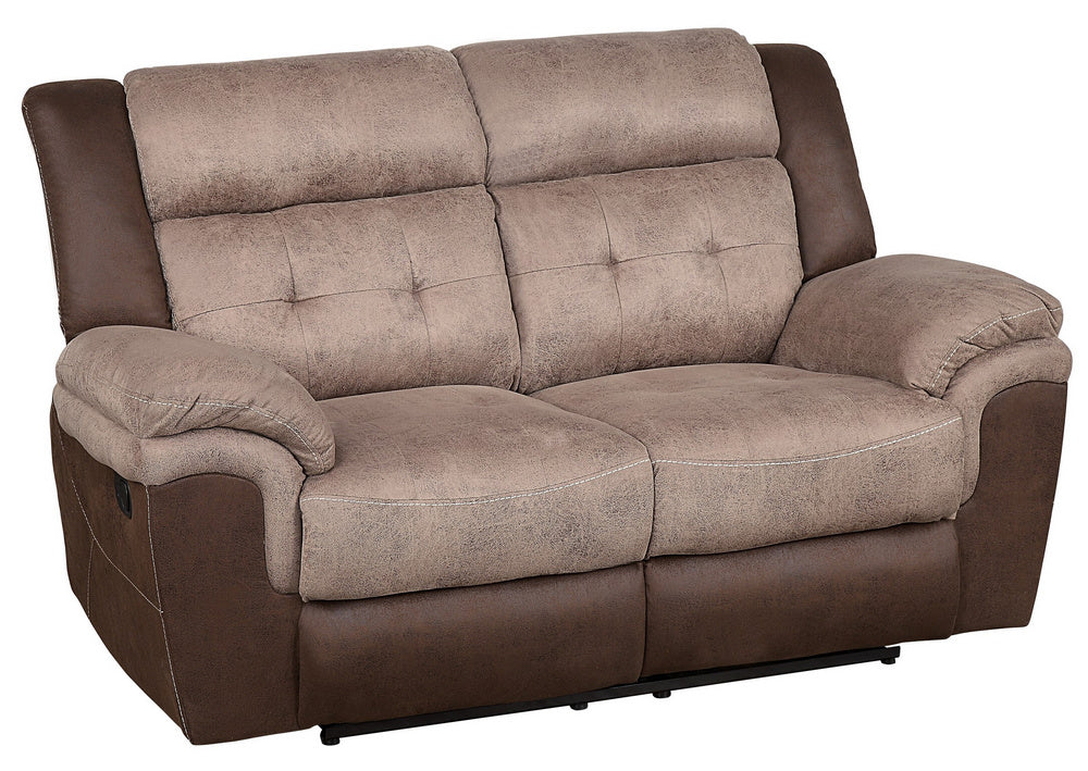 Chai Brown Polished Microfiber Manual Recliner Loveseat