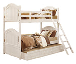 Clementine White Wood Twin Bunk Bed with Trundle