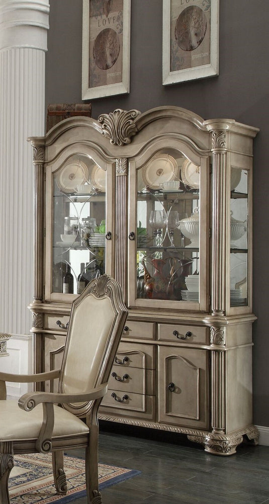 Chateau De Ville Antique White Wood Hutch & Buffet