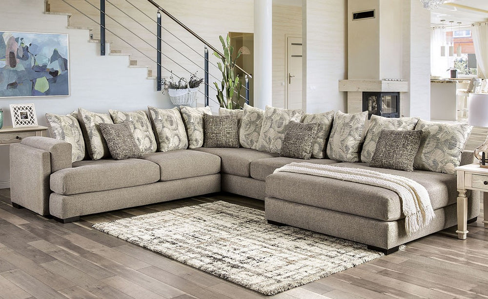 Angelia 3-Pc Light Gray Chenille RAF Sectional