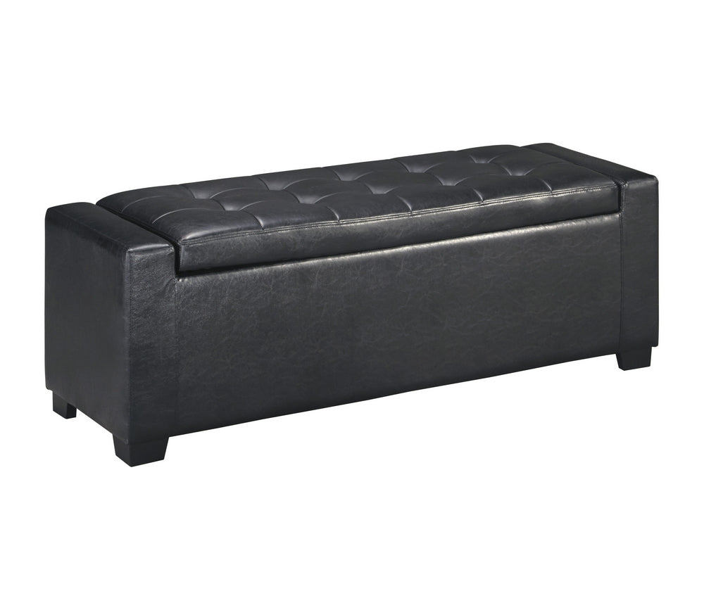 Aristide Black Faux Leather Storage Bench