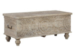 Fossil Ridge Beige Wood Storage Bench