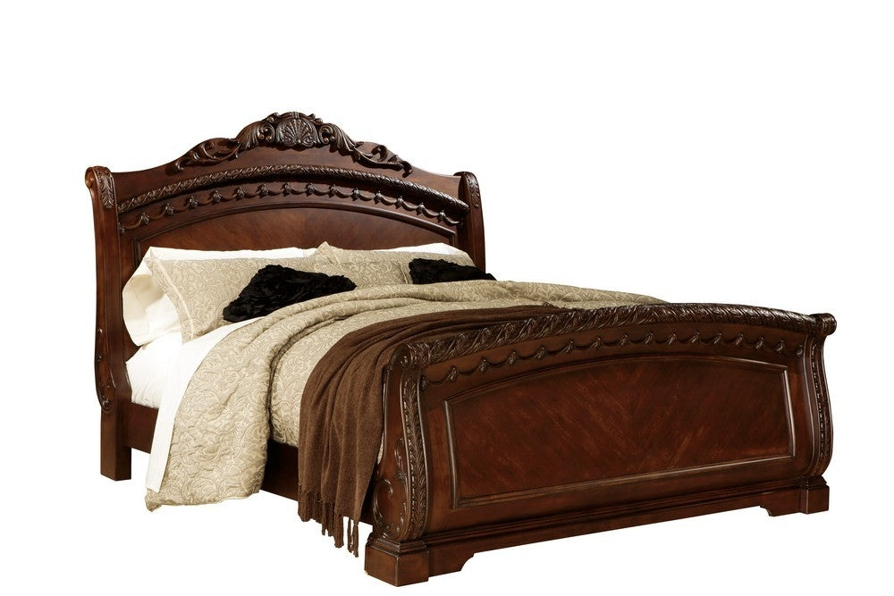 North Shore Dark Brown Wood Cal King Sleigh Bed (Oversized)