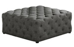 Sherlyn Grey Linen Square Accent Ottoman