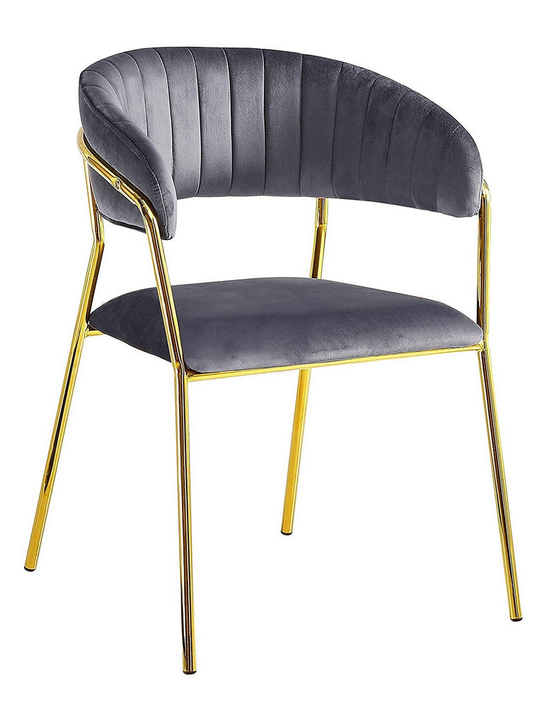 Tracy 2 Grey Velour/Gold Metal Arm Chairs