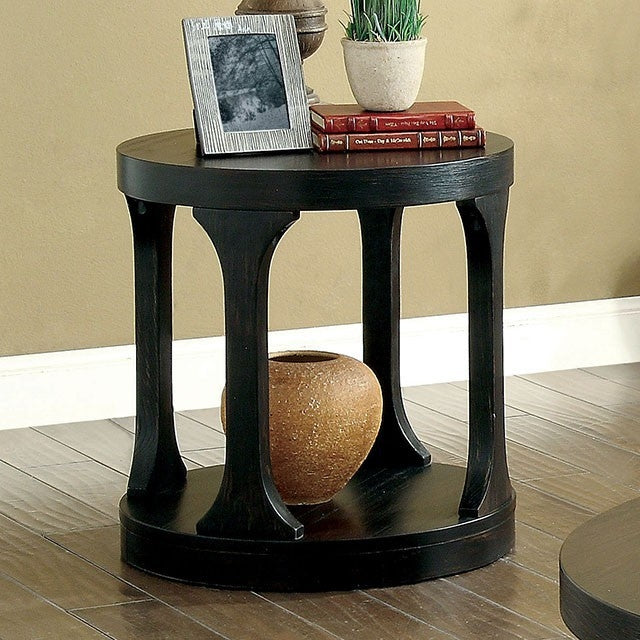 Carrie Antique Black Wood End Table