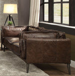 Porchester Distressed Chocolate Top Grain Leather Loveseat