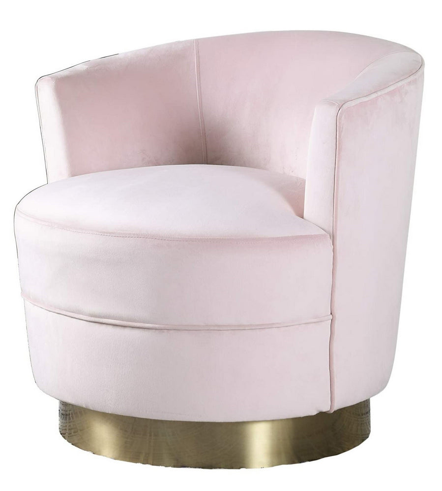 Josie Pink Velour Fabric Accent Chair