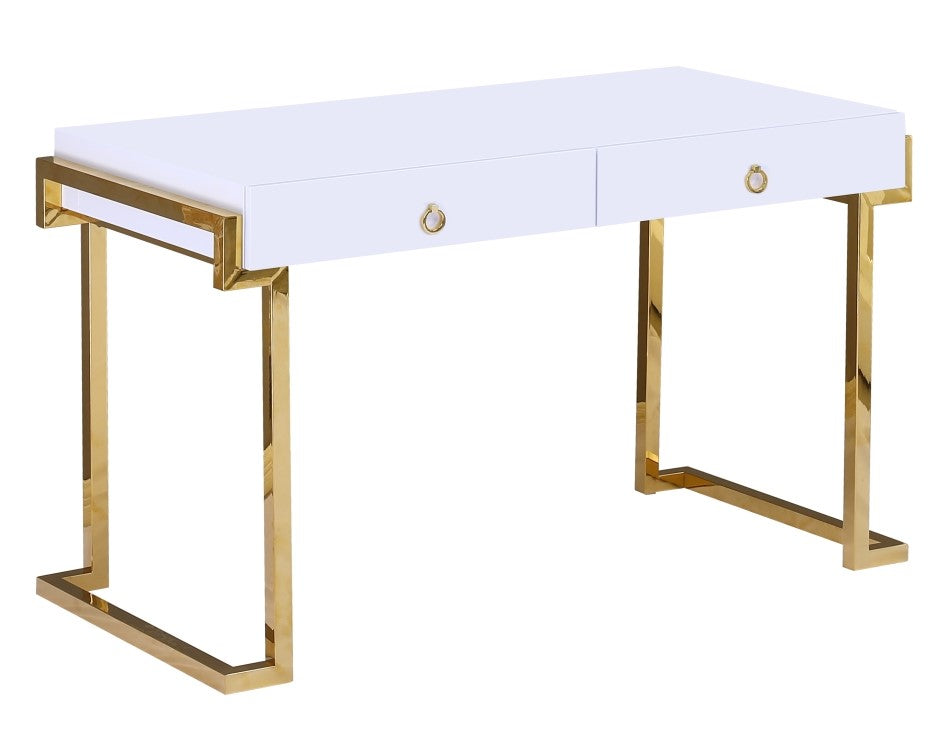 Kendrick White Wood/Gold Metal Office Desk