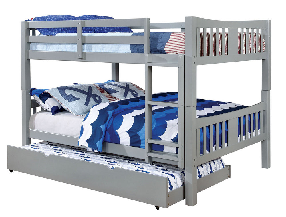 Cameron Gray Wood Full Bunk Bed with Trundle