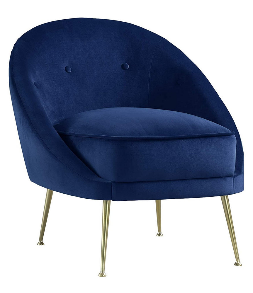 Joanne Blue Soft Velour Fabric Accent Chair