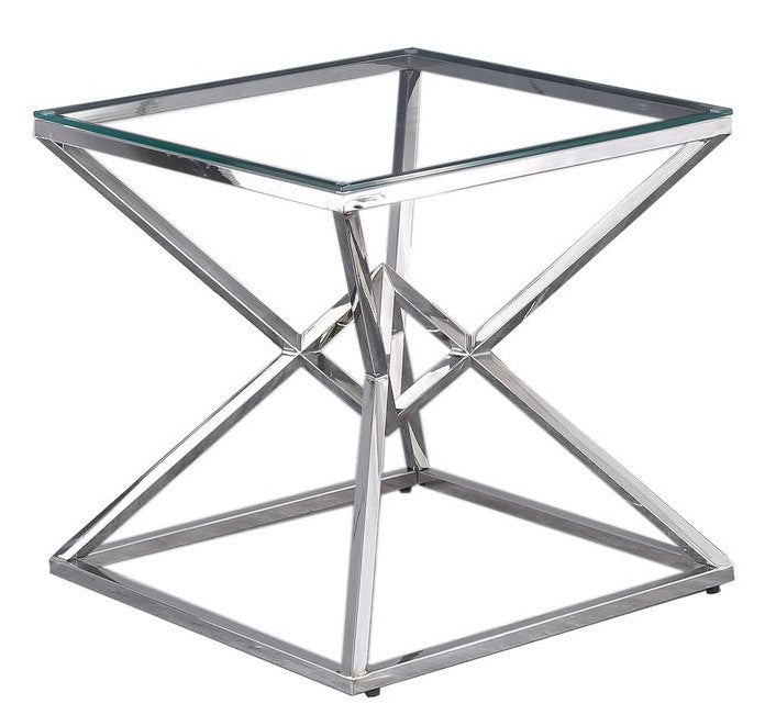 Eve Clear Glass/Silver Metal End Table