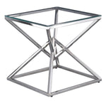 Eve Clear Glass/Silver Metal End Table