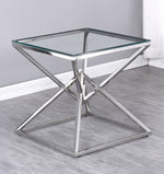 Eve Clear Glass/Silver Metal End Table