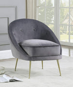 Joanne Grey Soft Velour Fabric Accent Chair